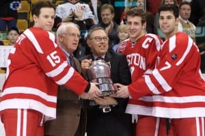 John McCarthy (C-15) Jack Parker (Coach) Matt Gilroy (C-97) and Brian Strait (A-7) pose with the trophy. Peter Keeling for Blast Magazine