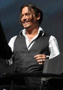 Johnny Depp arrives and speaks at the Alice in Wonderland panel
