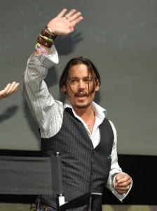 Johnny Depp arrives and speaks at the Alice in Wonderland panel