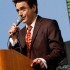 Robert Downey Jr. speaks during a panel discussion for "Sherlock Holmes"