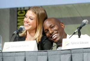 Adrianne Palicki and Tyrese Gibson speak during a panel discussion for Sony Pictures Entertainment: "Legion"