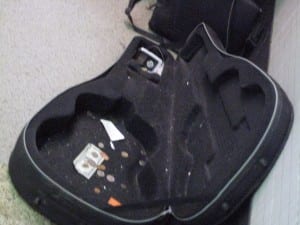 A peak at the guitar case. (Amy Carboneau for Blast)