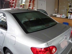 The rear window is hard, and it's the easiet to mess up on your own. (Blast staff photo/John M. Guilfoil)