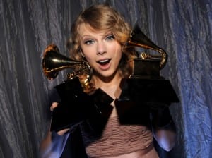 Taylor and her two Grammy awards