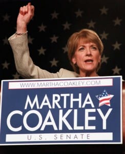 Coakley during her concession speech (Blast staff photo/Steve Klise)