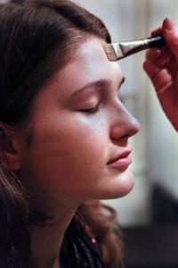 Glam Squad at Safar Salon: Makeup artist Jessica Taylor styles glam doll Morgan Furber of Natick. Tonight was Furber's first shoot as a glam doll. (Blast staff photo/Steve Klise)