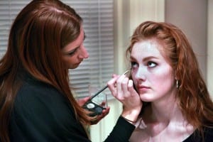 Glam Squad at Safar Salon: Makeup artist Jessica Taylor styles glam doll Orla Roche of Sudbury. (Blast staff photo/Steve Klise)