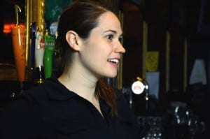 Bartender Scarlett Redmond was a good sport for Blast (Blast staff photo/Steve Osemwenkhae)