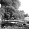 A new bill, passed by the House of Representatives and awaiting vote in the Senate, aims to strip the EPA of its authority over individual states' water quality. Pictured: The Cuyahoga River on fire in 1952. When it happened again in 1969 it helped kick start the modern environmental movement including the establishment of the Clean Water Act and the founding of the EPA. (Media credit/Wikipedia)