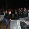 In the tense first moments of occupation, protestors scramble to erect tents in the middle of a protective circle of their comrades. (Blast Staff photo/John Stephen Dwyer)