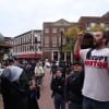 John Murphy (right) speaks to crowds in Harvard Square during an October rally. (Blast Staff photo/John Stephen Dwyer) John Murphy (right) speaks to crowds in Harvard Square during an October rally. (Blast Staff photo/John Stephen Dwyer)