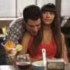Schmidt (Max Greenfield) rubs the belly of Cece (Hannah Simone) hoping she's carrying his child
