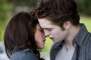 Bella (Kristen Stewart) and Edward (Robert Pattinson) share an intimate moment