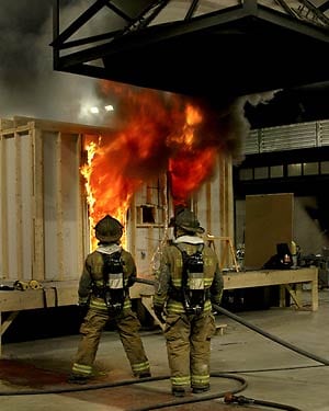 ATF fire engineers put out a fire after the testing is completed. (Media credit/Courtesy of the ATF)