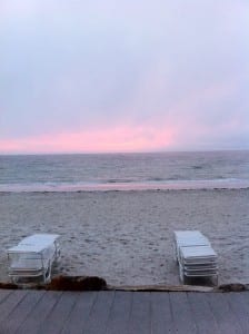 The sun sets over the private beach (Blast Staff photo/John M. Guilfoil)