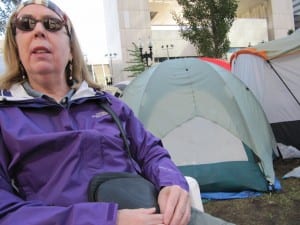 Valerie Fullum, 59, is a social worker who is “enraged by the Wall Street bail out” and felt she needed to visit Occupy Boston “and help in some way.” (Blast Staff photo/John Stephen Dwyer)