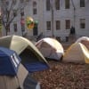 Occupy Harvard organizer Sandra Y. L. Korn denied stories of expensive designer camping gear and stated "most of these tents cost forty-something bucks." (Blast Staff photo/John Stephen Dwyer)