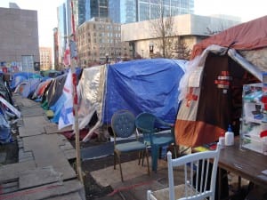 The tent city established in Dewey Square Park is now the oldest Occupy encampment still standing.  The Occupy Wall Street encampment at Zuccotti Park was leveled by NYPD on November 15. (Blast Staff photo/John Stephen Dwyer)