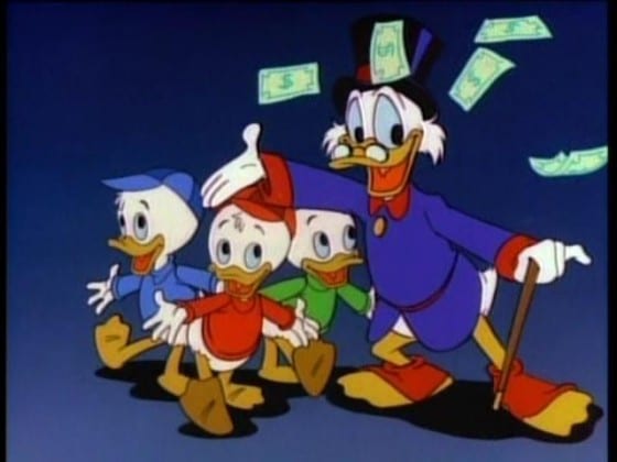 Scrooge and the boys, making it rain for Disney.