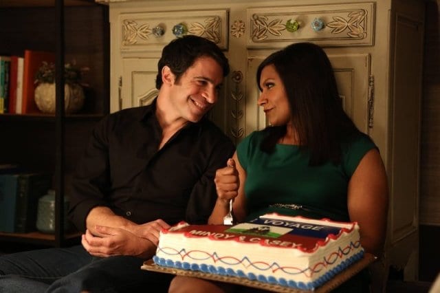 Mindy and Danny share a moment at her goodbye party