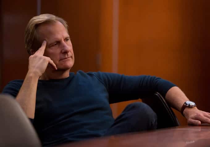 Will (Jeff Daniels) gets advice from his lawyer (Marica Gay Harden). 