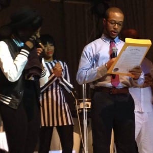 Segun Idowu, a special assistant to Boston City Councilor Charles C. Yancey, presented Monae with the resolution