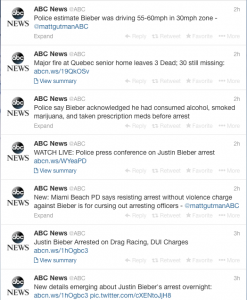 @ABC News' twitter feed between 8:09 a.m. and 8:53 a.m.