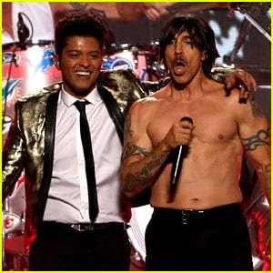 Bruno Mars and Anthony Kiedis of the Red Hot Chili Peppers. Media credit to justjared.com